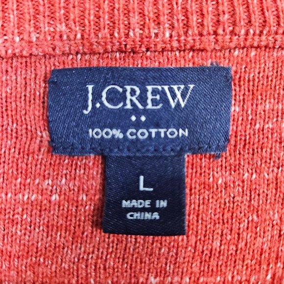 J Crew‎ Men's Heathered Orange Crewneck Sweater Size L 100% Cotton Warm Winter - Picture 2 of 9